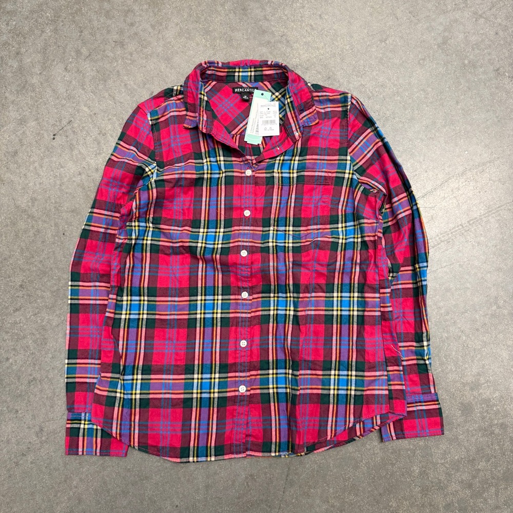 J.Crew Mercantile Kathleen Classic Flannel Shirt Red Plaid J5252 Womens Medium